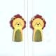 Handcrafted Acacia Wood Lion Fabric Handle Pair